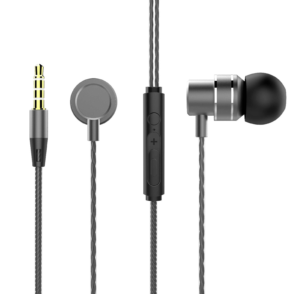 Hands Free Lenovo HF118 Earphones Stereo 3.5mm with Micrphone and Operation Control Buttons. Metal Black - Image 2