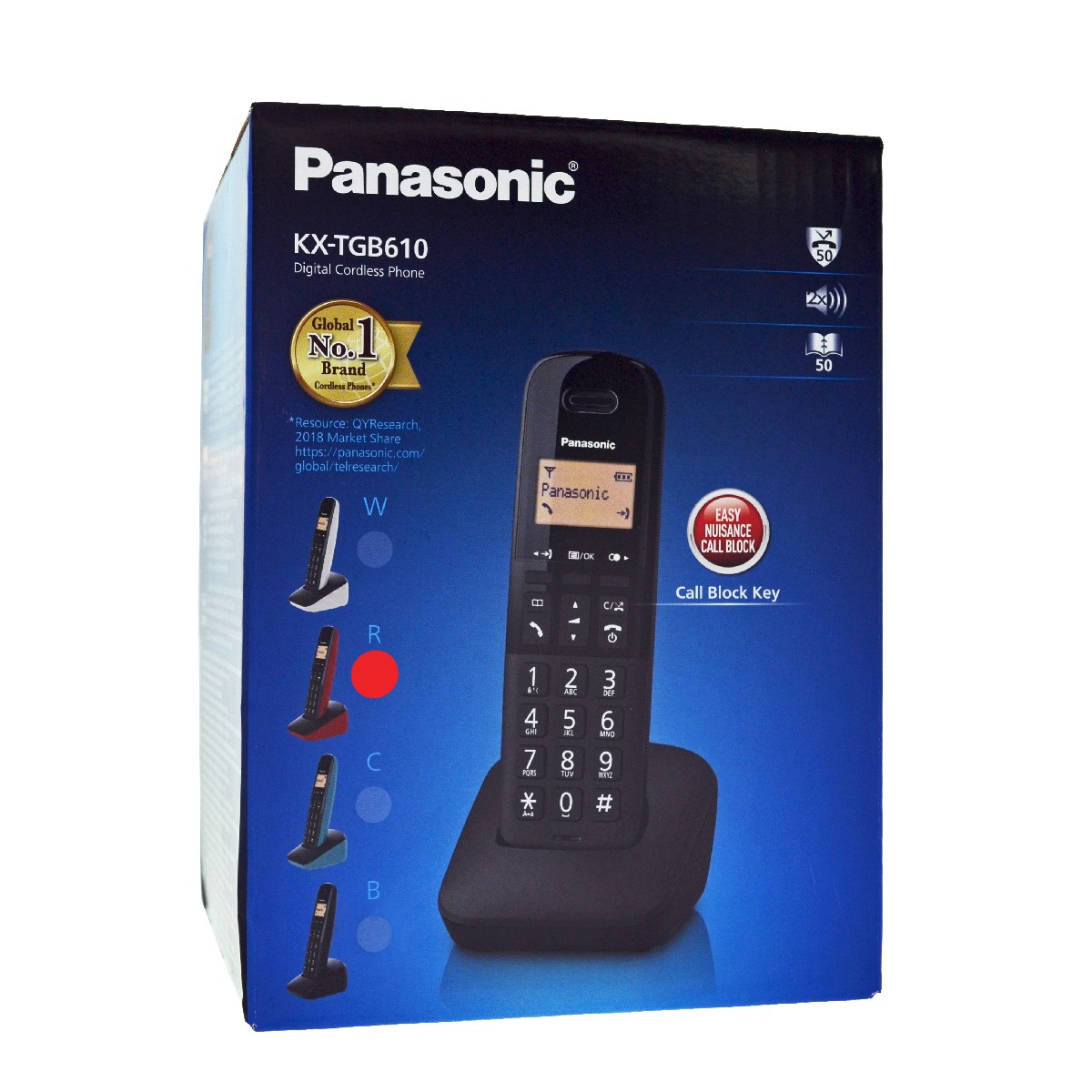 Dect/Gap Panasonic KX-TGB610GRR Black-Red with Call Block Button - Image 2