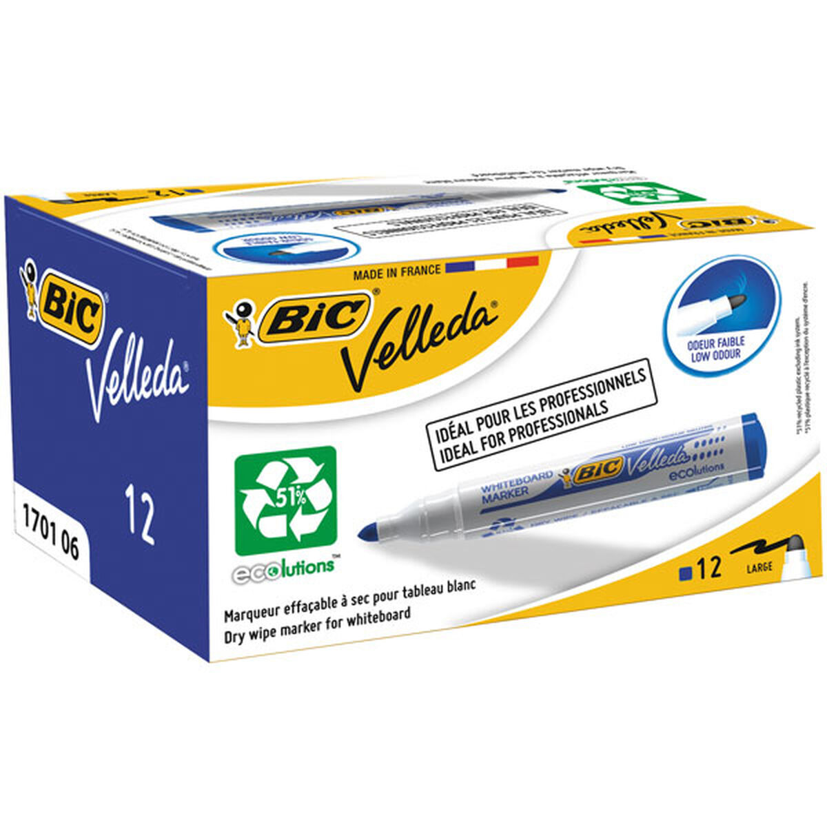 Δείκτες υγρής κιμωλίας Bic Velleda Ecolutions 1701 Μπλε (12 Τεμάχια) - Image 2
