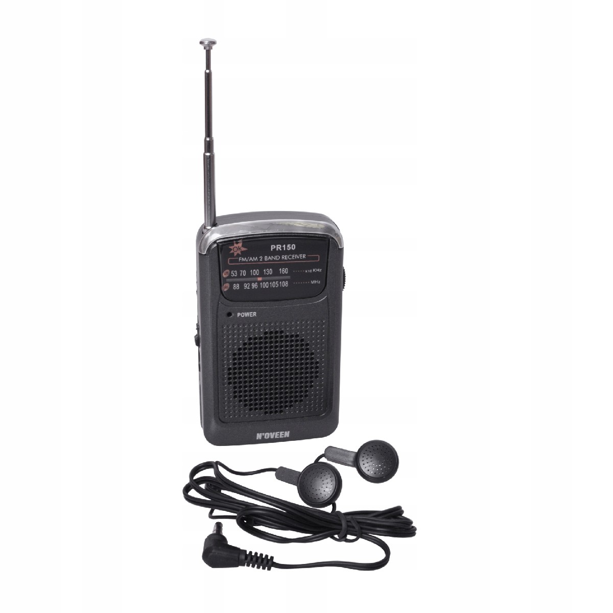 Portable FM Radio N'oveen PR150 AM/FM Battery Supply 2 x 1.5V AAA Black with Hands Free 3.5mm - Image 2