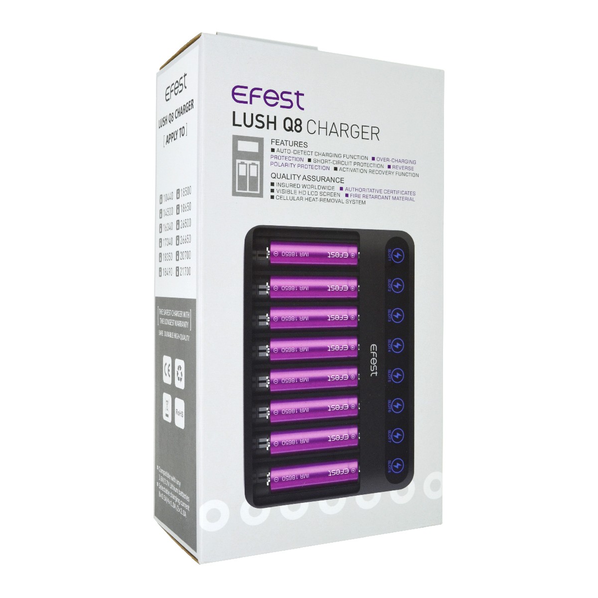 Efest LUSH Q8 Battery Charger with 8 Positions Battery Indicator compatible with Batteries: 10340-18700 και 20700-26650 - Image 2