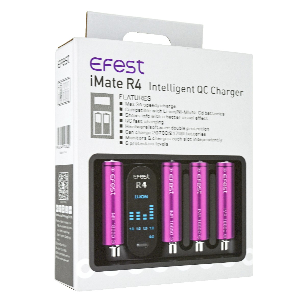 Efest iMate R4 3A Battery Charger with 4 Positions LED Display Compatible with Batteries 18650 20700/21700 - Image 2