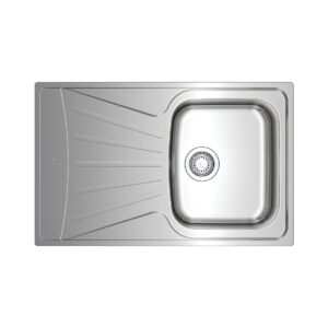 Stainless Steel Sink TEKA Single Bowl with Draining Board  for Built-in Installation 79x50cm STARBRIGHT 45 EASY