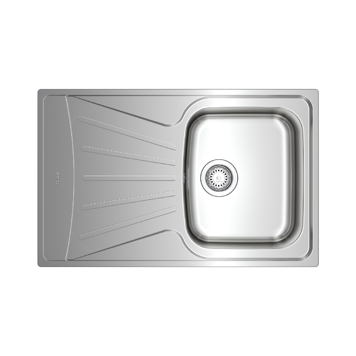 Stainless Steel Sink TEKA Single Bowl with Draining Board for Built-in Installation 79x50cm STARBRIGHT 45 EASY