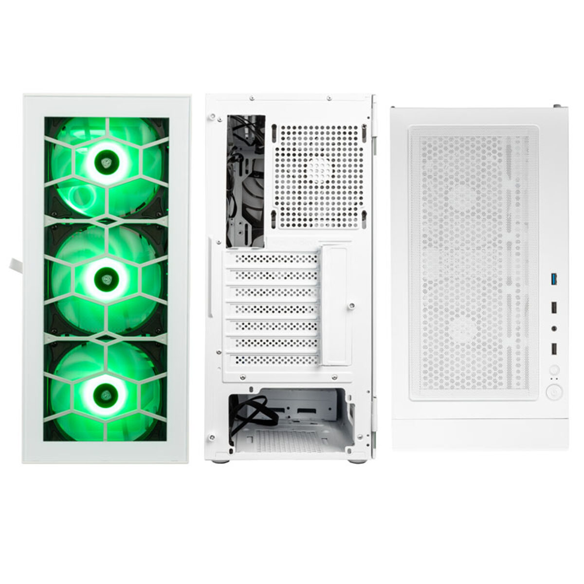Kolink Observatory HF Glass ARGB Midi Tower Case - White (with 6 ARGB fans - 3x140mm & 3x120mm ) - Image 10