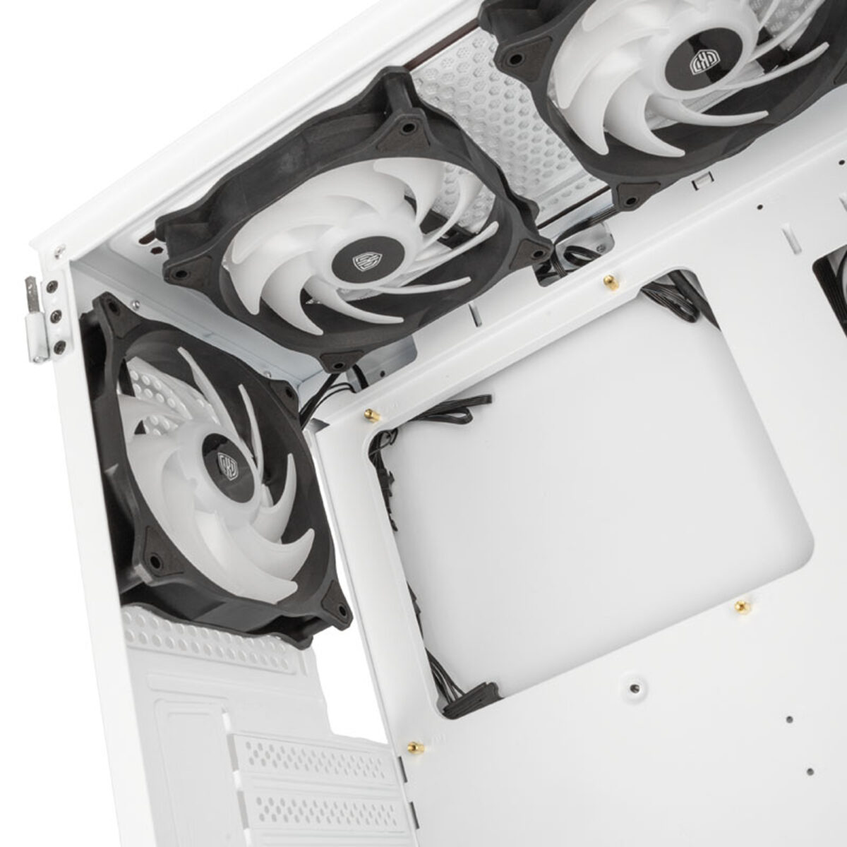 Kolink Observatory HF Glass ARGB Midi Tower Case - White (with 6 ARGB fans - 3x140mm & 3x120mm ) - Image 4