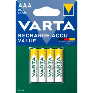Rechargeable NiMH Batteries Varta Professional, AAA / LR3, 800mAh, 4-Pack