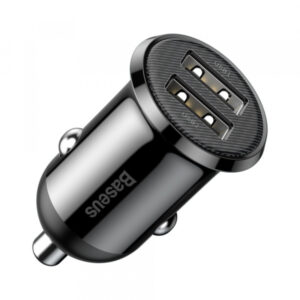 Car Charger Baseus Grain Pro, 24W, 2.4A, 2 x USB-A, Black CCALLP-01