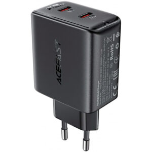 Wall Charger Acefast A49, 35W, 3A, 2 x USB-C, Black