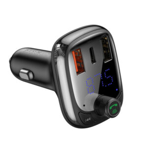 Bluetooth FM Transmitter and Car Charger Baseus S-13, 2 x USB-A - 1 x USB C - 1 x microSD, Black CCMT000101