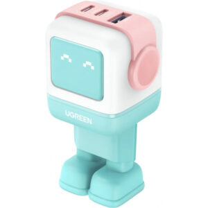 Wall Charger UGREEN CD361 Uno, 65W, 3.25A, 1 x USB-A - 2 x USB-C, Cyan