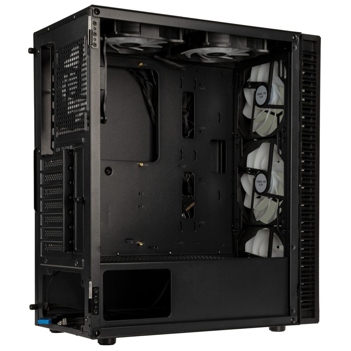 Kolink Observatory HF Glass ARGB Midi Tower Case - Black (with 6 ARGB fans - 3x140mm & 3x120mm) - Image 5