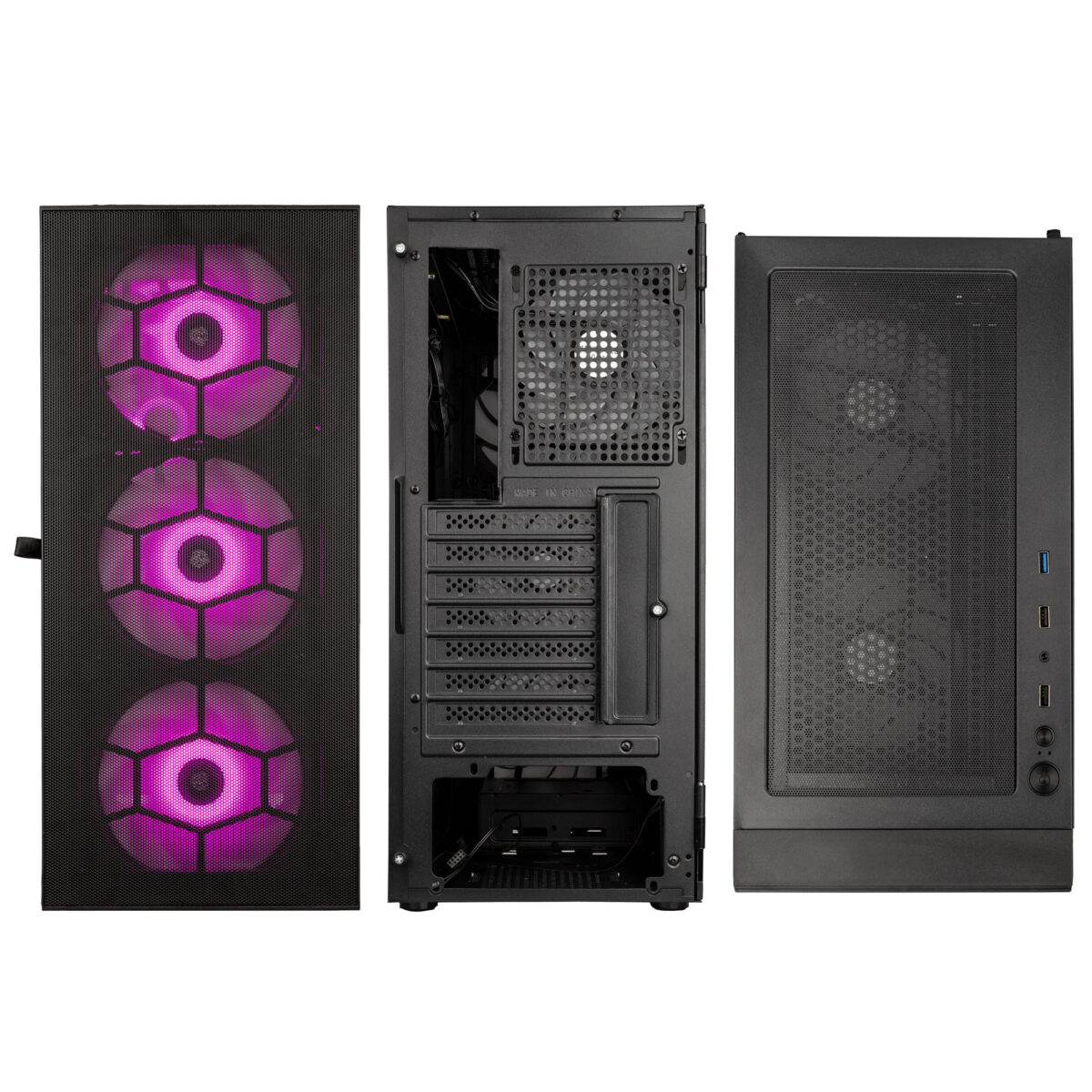 Kolink Observatory HF Mesh ARGB Midi Tower Case - Black (with 6 ARGB fans - 3x140mm & 3x120mm) - Image 7