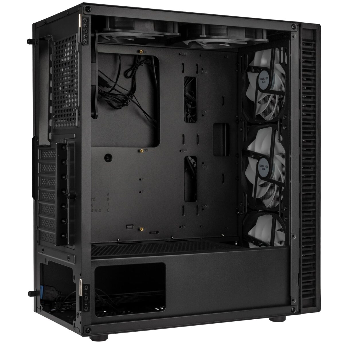 Kolink Observatory HF Mesh ARGB Midi Tower Case - Black (with 6 ARGB fans - 3x140mm & 3x120mm) - Image 3