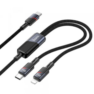USB-C to Lightning / USB-C Cable Hoco U139 2in1, 100W, 5A, 1.2m, Black