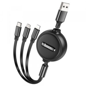 USB-A to Lightning / microUSB / USB-C Charging Cable Hoco X75 3in1, 18W, 2A, 1m, Black