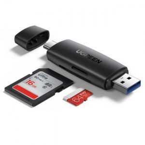 USB / USB-C Card Reader Ugreen CM304, 1 x SD - 1 x microSD, Black