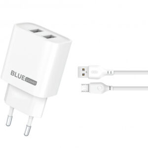 Wall Charger Blue Power BPCE02M, 10.5W, 2.1A, 2 x USB-A, with microUSB Cable, White