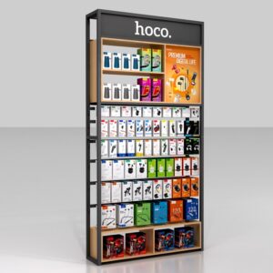 Stand Hoco Επιδαπέδιο A1 Σιδερένιο Γκρι (120x30x240 cm) με 65 Γάντζους 15cm 3.0