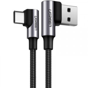 USB-A to USB-C Cable Ugreen US255 Angled, 60W, 3A, 1m, Grey