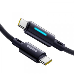 USB-C to USB-C Cable Baseus Lit Button Control, 100W, 5A, 1m, Black
