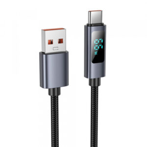 USB-A to USB-C Cable Hoco Display X112, 100W, 5A, 1m, Black