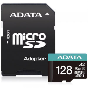 microSDXC Memory Card Adata with Adapter, 128Gb, Class 10 / UHS-1 U3 AUSDX128GUI3V30SA2-RA1