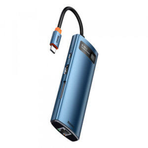 USB-C Hub Baseus Magic, 3 X USB-A 3.0 - 1 x USB-C - 1 x HDMI - 1 x SD - 1 x microSD - 1 x RJ45, Blue WKWG000103