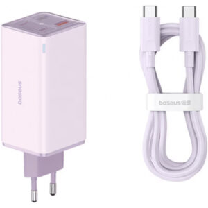 Wall Charger Baseus GaN6 Pro, 100W, 3.25A, 2 x USB-A - 2 x USB-C, with USB-C Cable, Purple P10162705532-00