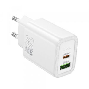 Wall Charger Hoco N63, 30W, 3A, 1 x USB-A - 1 x USB-C, White