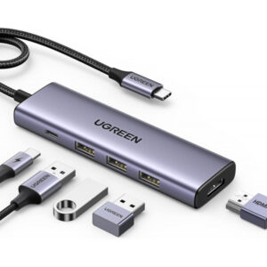 USB-C Hub UGREEN CM511, 3 X USB-A 3.0 - 1 x USB-C - 1 x HDMI, Grey