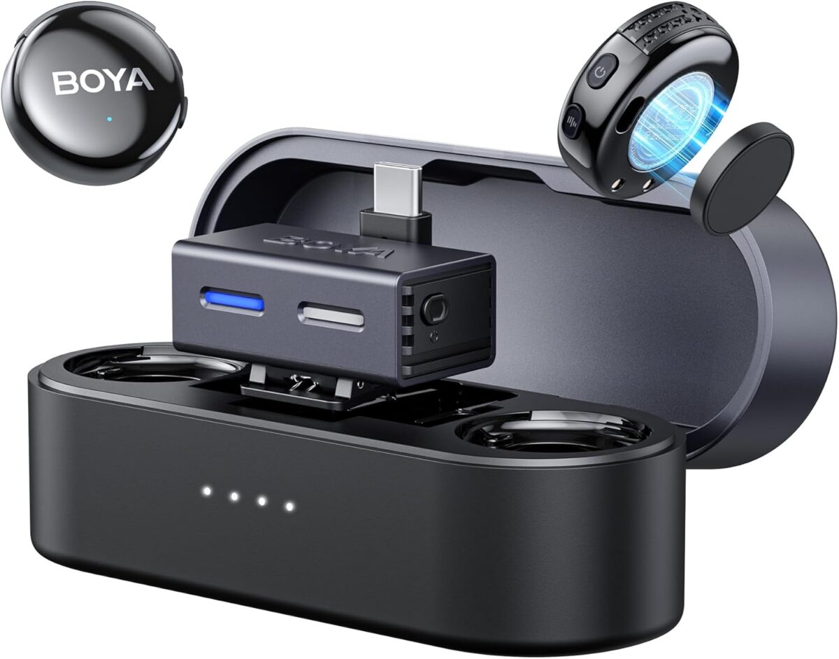 BOYALINK 3 - Type-C & 3.5mm AI-Powered Button Wireless Microphone 2 TX + 1 RX + charging Case