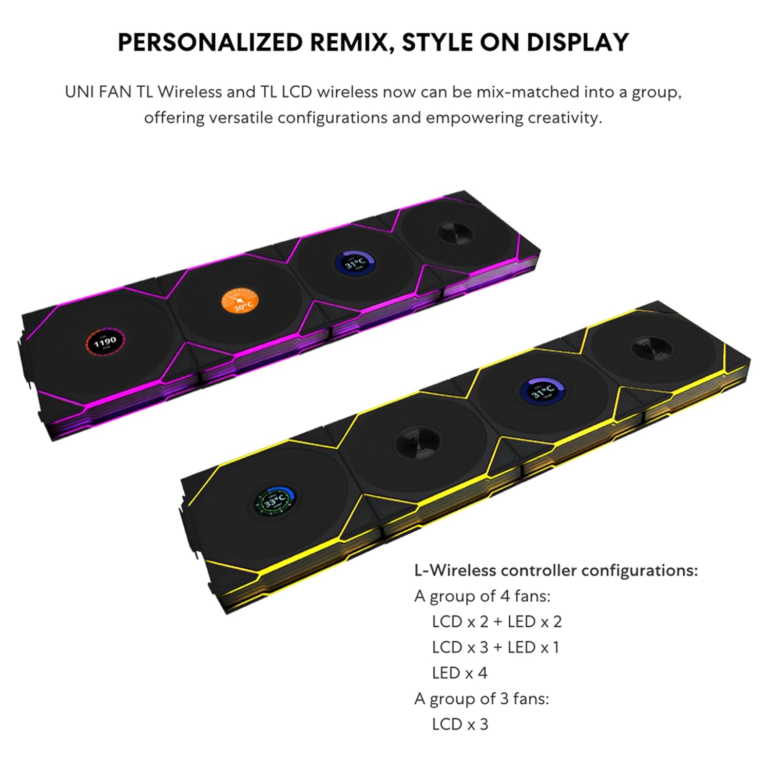 Lian Li UNI FAN TL-LCD Wireless Reverse 140 White (1pc) Case Fan - No Controller Included - Image 4