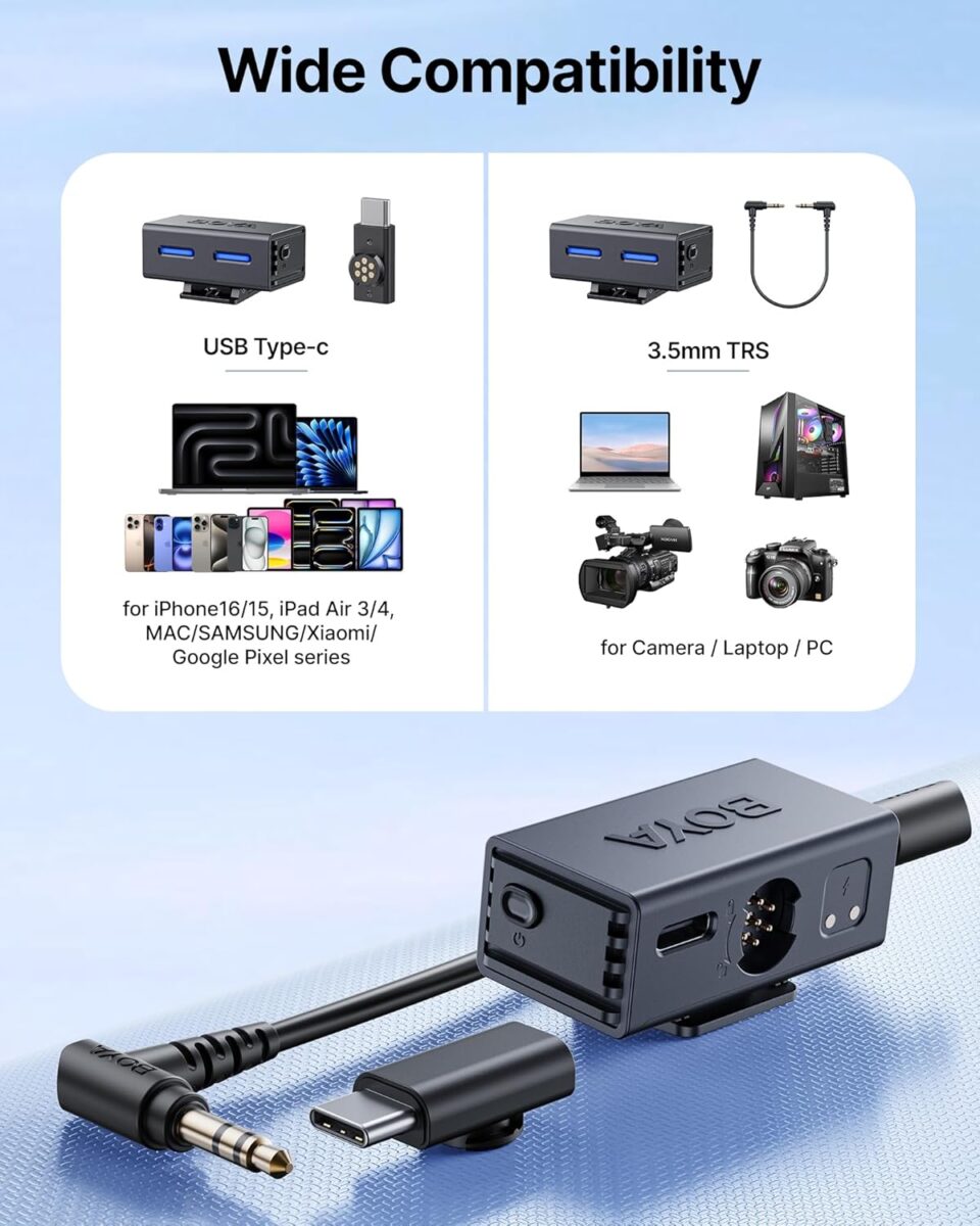 BOYALINK 3 - Type-C & 3.5mm AI-Powered Button Wireless Microphone 2 TX + 1 RX no Case - Image 2