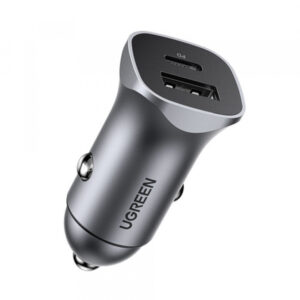 Car Charger UGREEN CD130, 24W, 3A, 1 x USB-A - 1 x USB-C, Grey