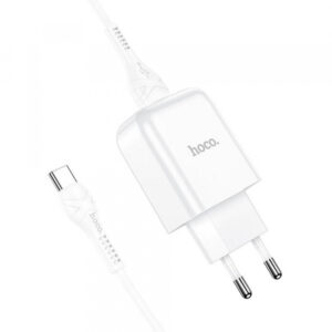 Wall Charger Hoco N2, 10W, 2A, 1 x USB-A, with USB-C Cable, White