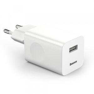 Wall Charger Baseus, 24W, 3A, 1 x USB-A, White CCALL-BX02