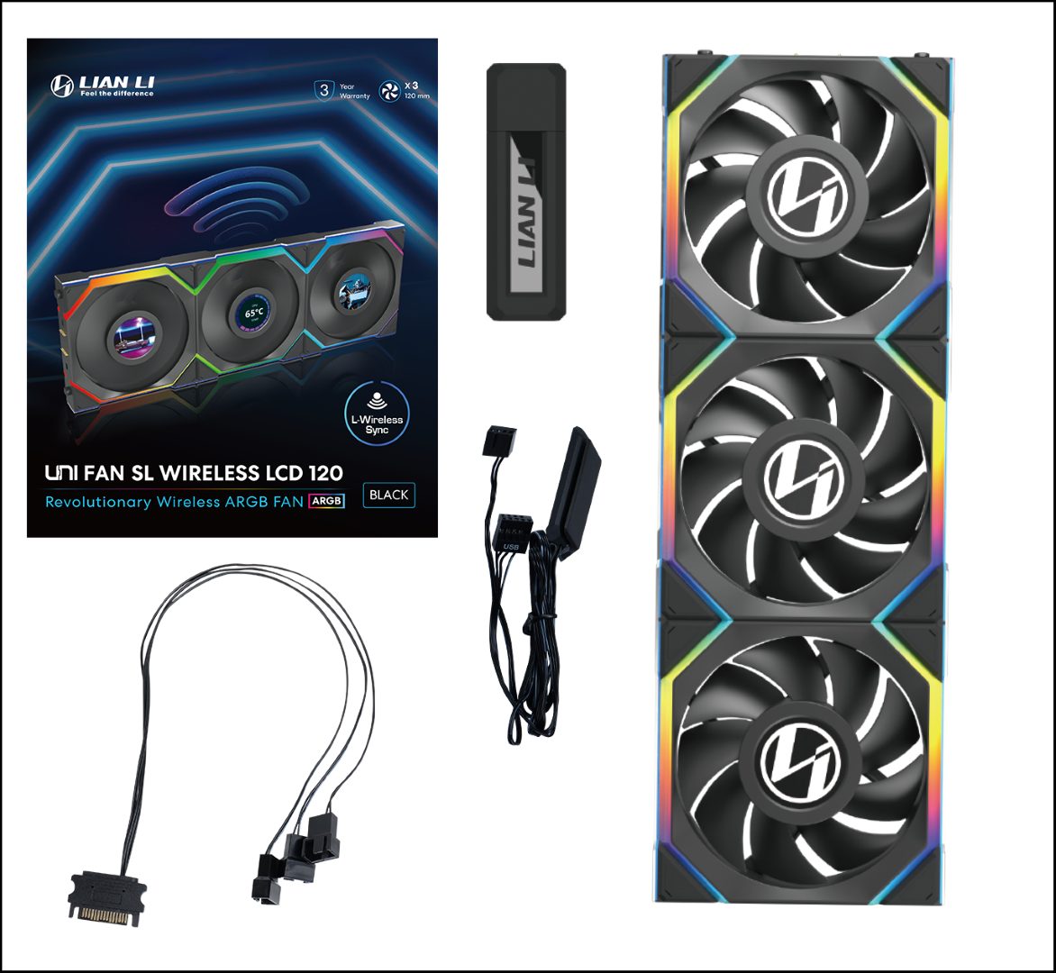 Lian Li UNIFAN SL Wireless LCD 120 -3PCS Black (Triple pack include Controller) - Case Fan - Image 7