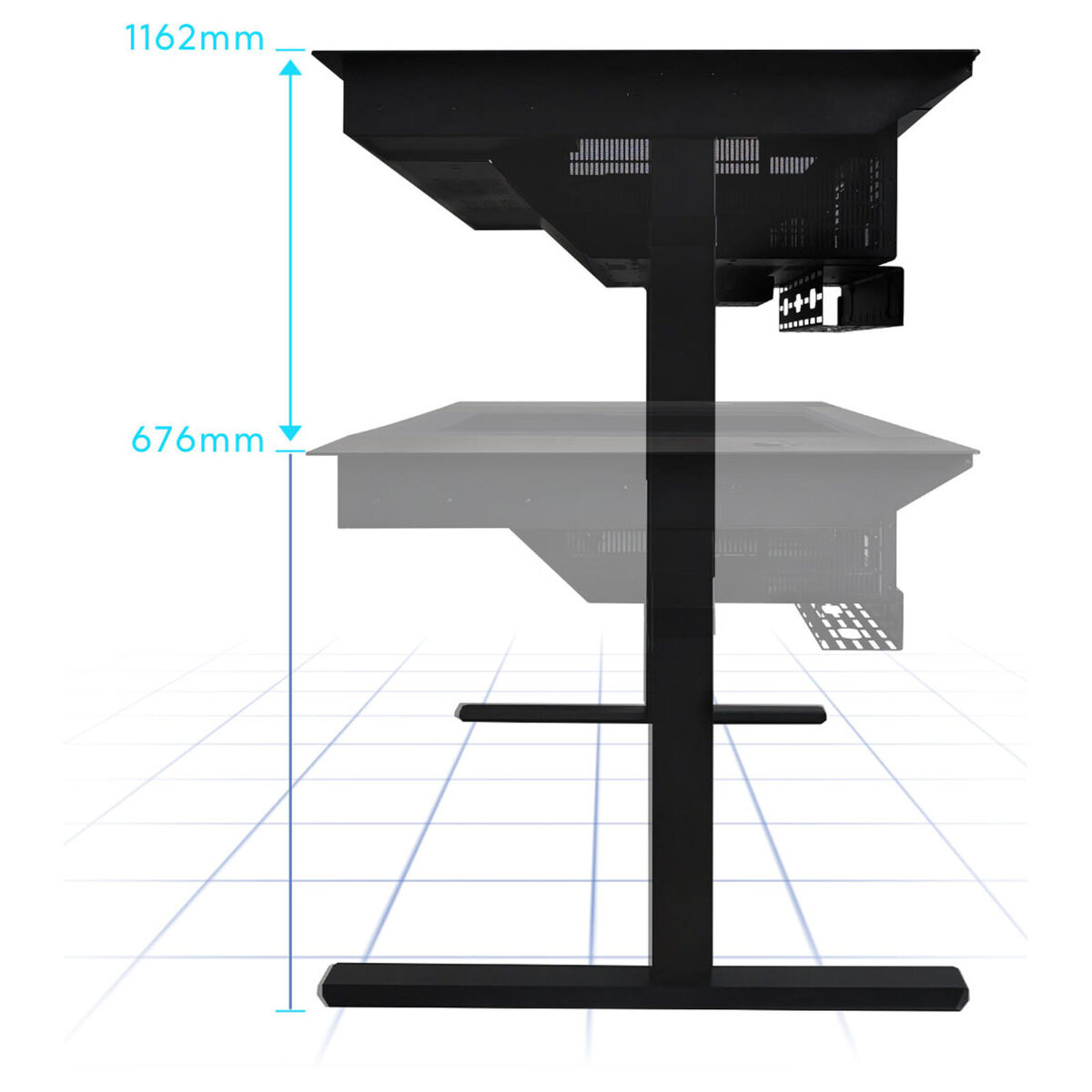 Lian Li DK07X Motorised Standing Desk Station - E-ATX-x2 (Single or Dual E-ATX PC Desk) - Image 4