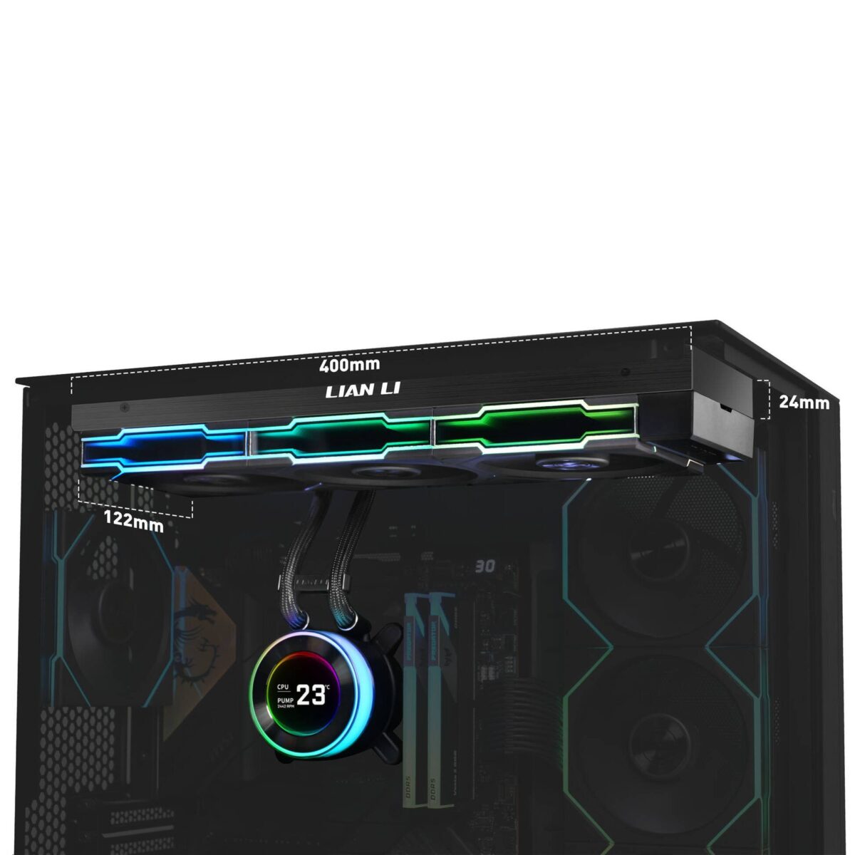 Lian Li HydroShift II LCD-C 360 RGB CL fan Black - AIO CPU Liquid Cooler with CL ARGB Fans - Image 3