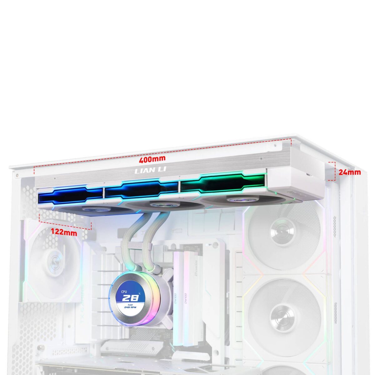 Lian Li HydroShift II LCD-C 360 RGB CL fan White - AIO CPU Liquid Cooler with CL ARGB Fans - Image 3