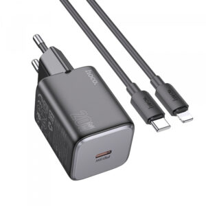 Wall Charger Hoco N40, 20W, 3A, 1 x USB-C, with Lightning Cable, Black